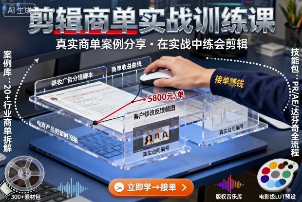 剪辑商单实战训练课,真实商单案例分享,在实战中练会剪辑-七七项目网