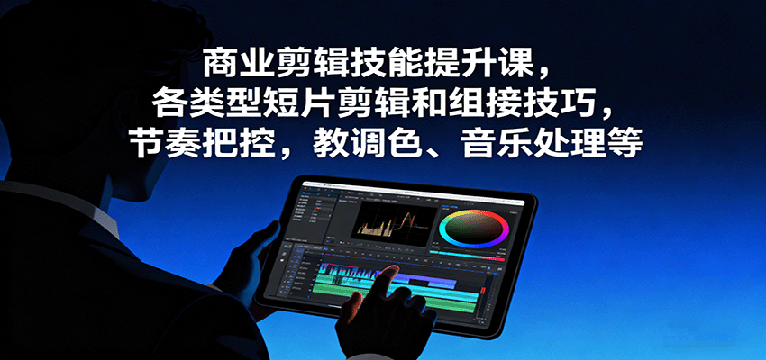 商业剪辑技能提升课,各类型短片剪辑和组接技巧,节奏把控,教调色、音乐处理等-七七项目网