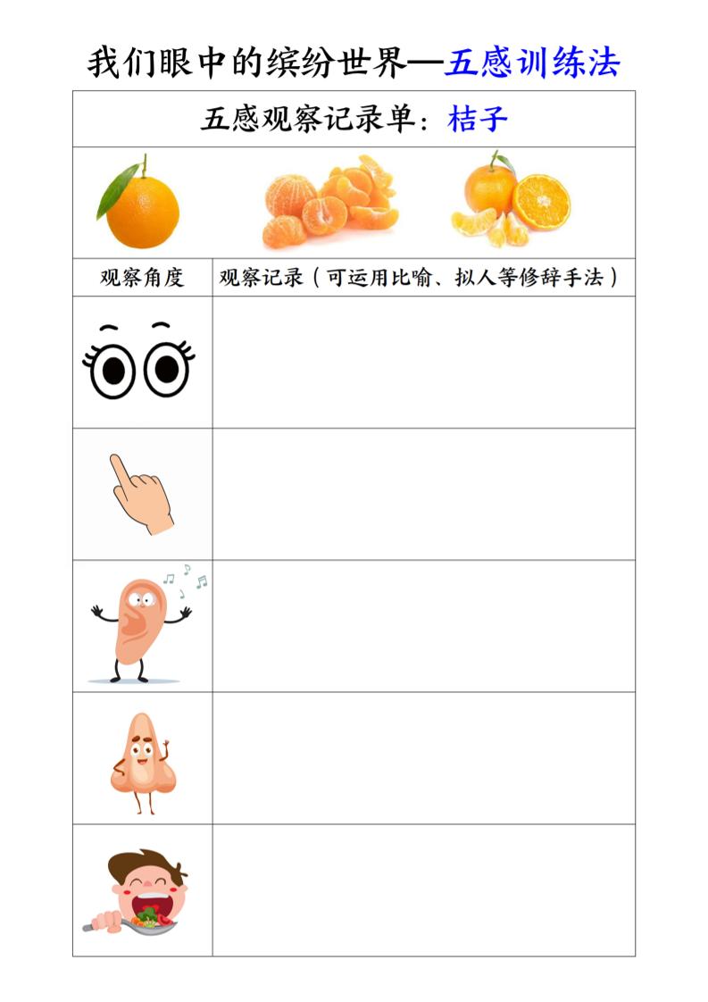 三上语文-第五单元五感训练法-七七项目网