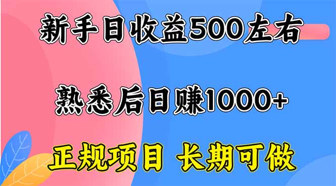 新手日收益500+ 正规项目 长期可做-七七项目网