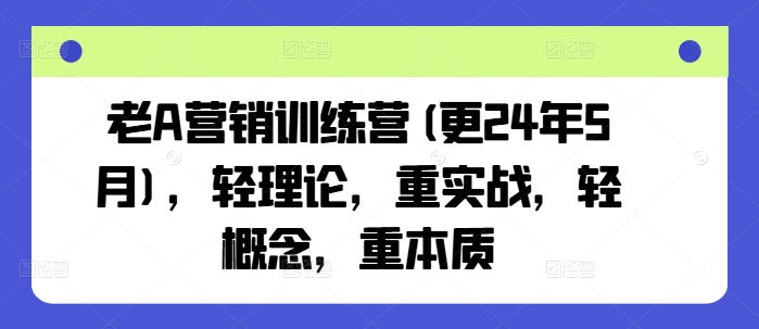 老A营销训练营(更25年10月),轻理论,重实战,轻概念,重本质-七七项目网
