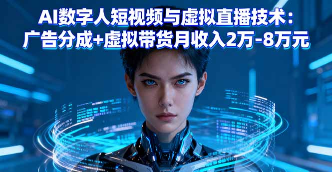 AI数字人短视频与虚拟直播技术：广告分成+虚拟带货月收入2万-8万元-七七项目网