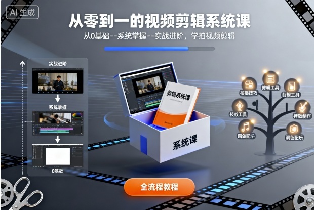 从零到一的视频剪辑系统课,从0基础--系统掌握--实战进阶,学拍视频剪辑-七七项目网