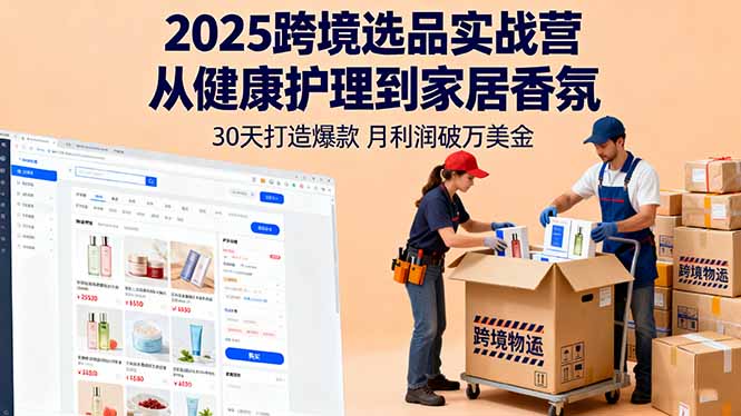 2025跨境选品实战营:从健康护理到家居香氛,30天打造爆款,月利润破万美金-七七项目网