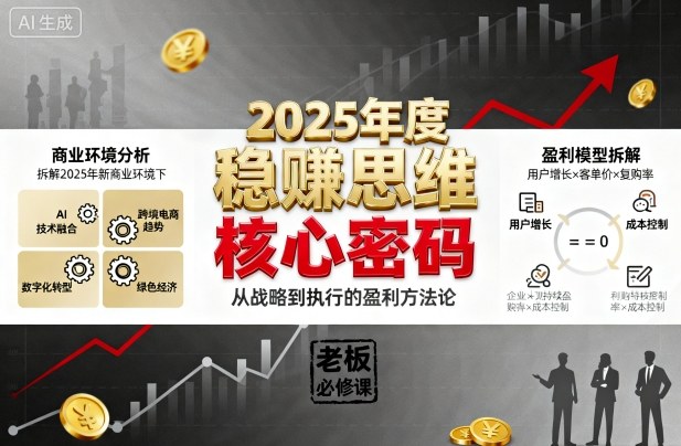 2025年度稳賺思维老板创业营,拆解2025年新商业环境下,企业实现持续盈利的核心密码-七七项目网