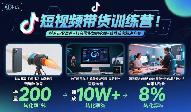 短视频带货训练营,抖音带货课程+抖音带货数据挖掘+精准获客解决方案-七七项目网