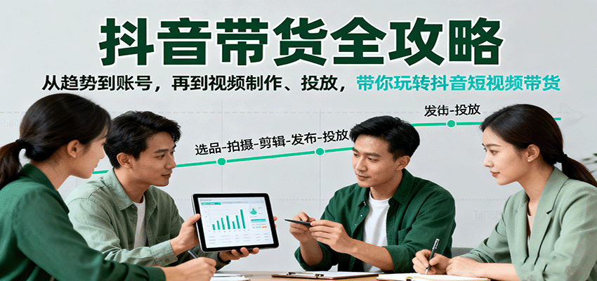 抖音带货全攻略:从趋势到账号,再到视频制作、投放,带你玩转抖音短视频带货-七七项目网