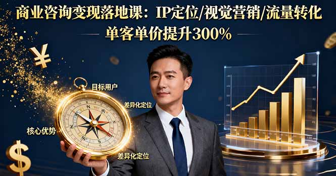 商业咨询变现落地课:IP定位/视觉营销/流量转化,单客单价提升300%-七七项目网