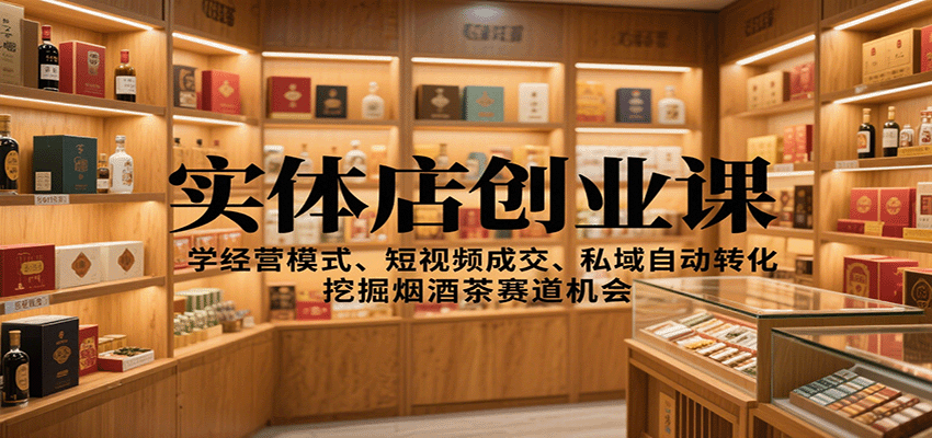 实体店创业课：学经营模式、短视频成交、私域自动转化，挖掘烟酒茶赛道机会-七七项目网