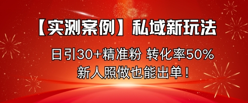 【实测案例】私域新玩法,日引30+精准粉,转化率50%,新人照做也能出单!-七七项目网