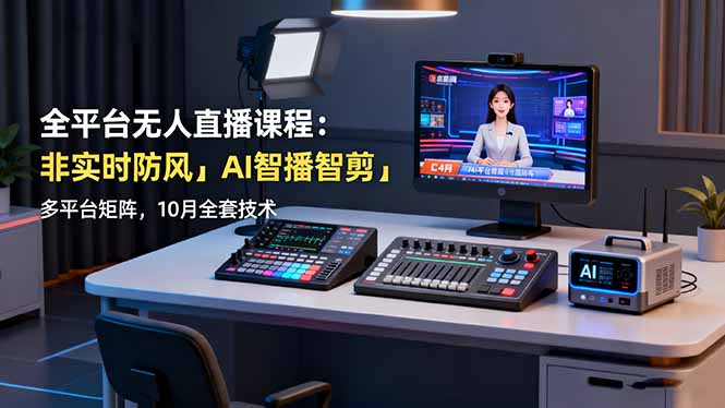 全平台无人直播课程:非实时防风+AI智播智剪+多平台矩阵,10月全套技术-七七项目网