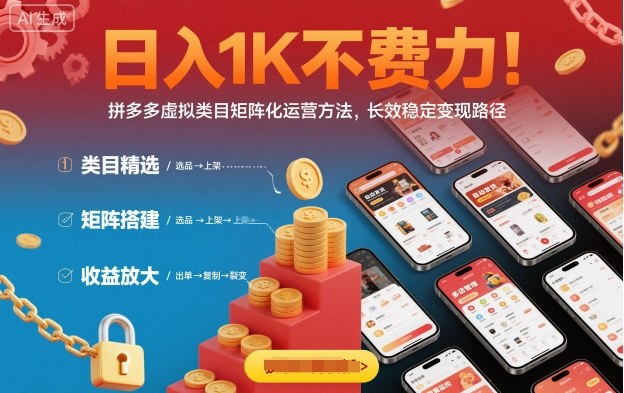 日入1K不费力!拼多多虚拟类目矩阵化运营方法,长效稳定变现路径-七七项目网