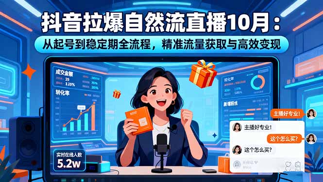 抖音拉爆自然流直播10月:从起号到稳定期全流程,精准流量获取与高效变现-七七项目网