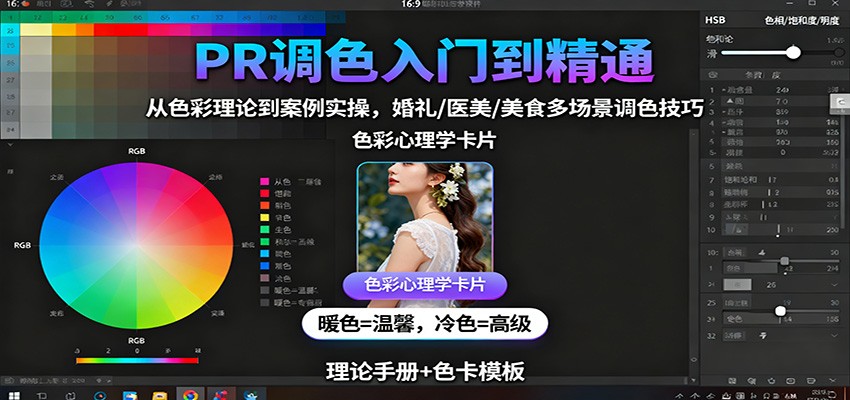 PR调色入门到精通：从色彩理论到案例实操，婚礼/医美/美食多场景调色技巧-七七项目网