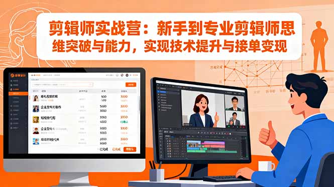 剪辑师实战营:新手到专业剪辑师思维突破与能力,实现技术提升与接单变现-七七项目网