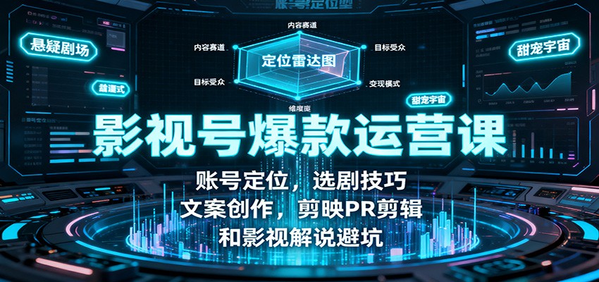 影视号爆款运营课:账号定位,选剧技巧,文案创作,剪映PR剪辑和影视解说避坑-七七项目网
