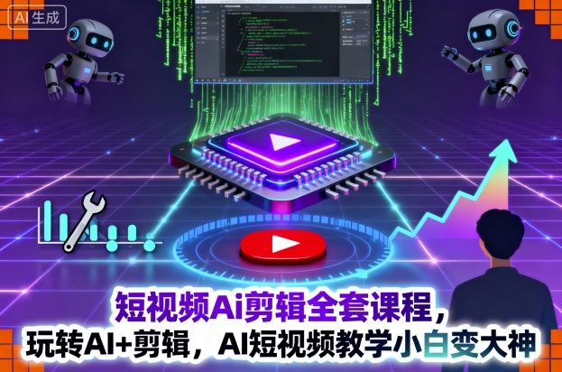 短视频Ai剪辑全套课程,玩转AI+剪辑,AI短视频教学小白变大神-七七项目网