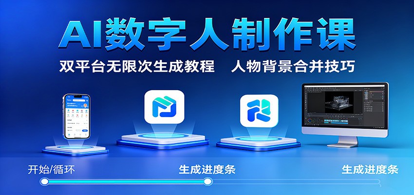 AI数字人制作课:双平台无限次生成教程,人物背景合并技巧-七七项目网