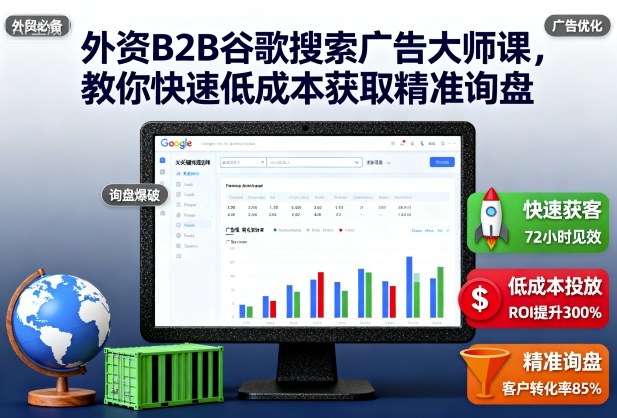 外资B2B谷歌搜索广告大师课,教你快速低成本获取精准询盘-七七项目网