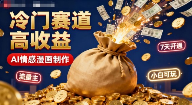 公众号冷门赛道，用AI做情感漫画，7天开通流量主，操作简单，小白可玩-七七项目网