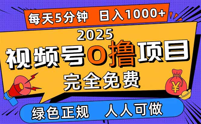 2025视频号0撸项目,5分钟一个号,日入1000+,人人可做-七七项目网