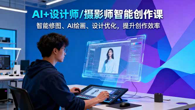 AI+设计师/摄影师智能创作课：智能修图、AI绘画、设计优化，提升创作效率-七七项目网