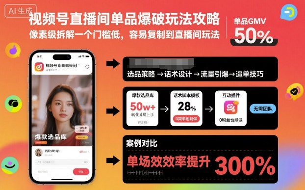 视频号直播间单品爆破玩法攻略,像素级拆解一个门槛低,容易复制到直播间玩法-七七项目网