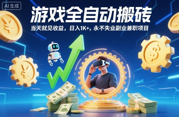 游戏全自动搬砖,当天就见收益,日入1K+,永不失业副业兼职项目【揭秘】-七七项目网