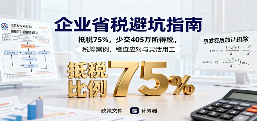 企业省税避坑指南：抵税75%，少交405万所得税，税筹案例，稽查应对与灵活用工-七七项目网