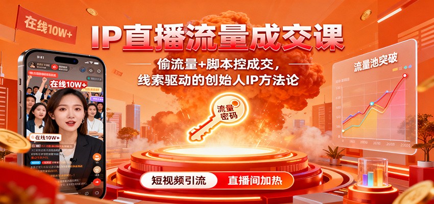 IP直播流量成交课:偷流量+脚本控成交,线索驱动的创始人IP方法论-七七项目网