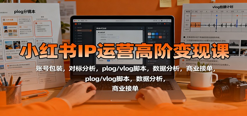 小红书IP运营高阶变现课:账号包装,对标分析,plog/vlog脚本,数据分析,商业接单-七七项目网