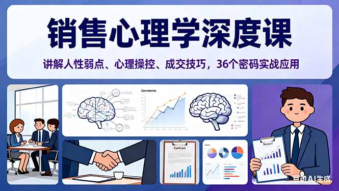 销售心理学深度课,讲解人性弱点、心理操控、成交技巧,36个密码实战应用-七七项目网