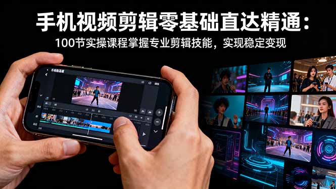 手机视频剪辑零基础直达精通:100节实操课程掌握专业剪辑技能,实现稳...-七七项目网