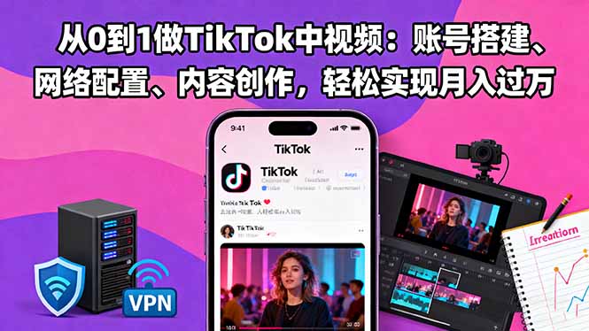从0到1做TikTok中视频:账号搭建、网络配置、内容创作,轻松实现月入过万-七七项目网