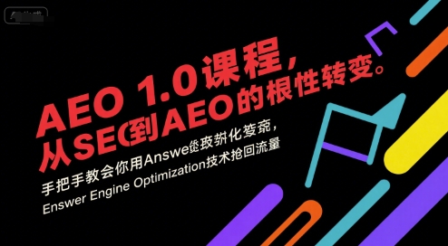AEO 1.0 课程，从SEO到AE0的基命性转变，手把手教会你用AnswerEngineOptimization技术抢回流量(更新)-七七项目网
