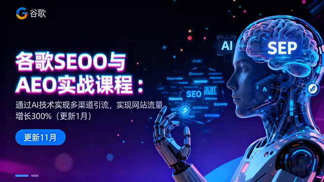 谷歌SEO与AEO实战课程:通过AI技术实现多渠道引流,实现网站流量增长300%-七七项目网