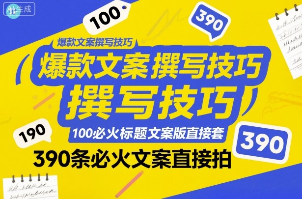 爆款文案撰写技巧,100个必火标题文案模版直接套,390条必火文案直接拍-七七项目网