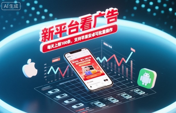 新平台看广告,养好机一条0.3到5米,每天上限100条,支持苹果安卓可批量操作-七七项目网