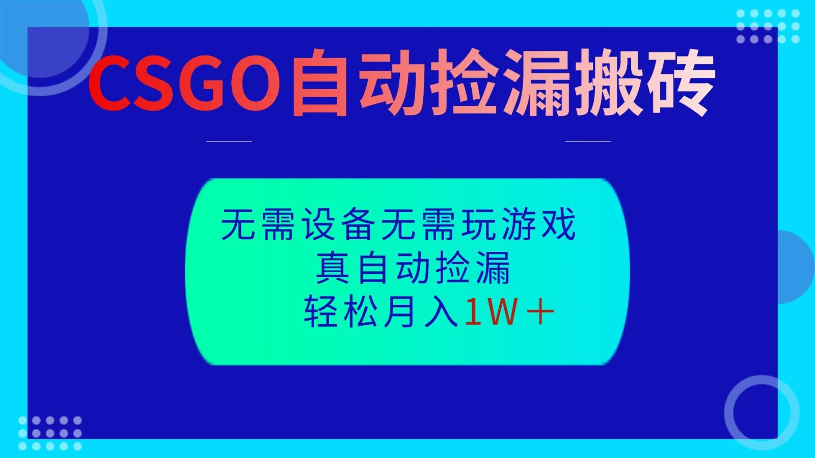 CSGO自动捡漏搬砖,当天操作当天见结果,无需了解游戏,包教包会包落地-七七项目网