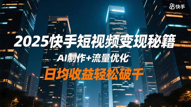 2025快手短视频变现秘籍,AI制作+流量优化,日均收益轻松破千-七七项目网