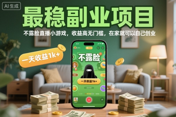 最稳副业项目,不露脸直播小游戏,收益高无门槛,一天收益1k+,在家就可以自己创业【揭秘】-七七项目网