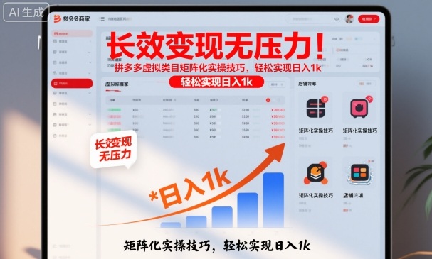 长效变现无压力!拼多多虚拟类目矩阵化实操技巧,轻松实现日入1k【揭秘】-七七项目网