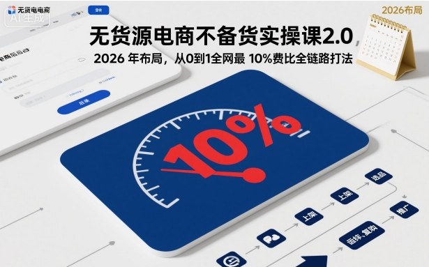 无货源电商不备货实操课2.0,2026年布局,从0到1全网最低10%费比全链路打法【更新中】-七七项目网