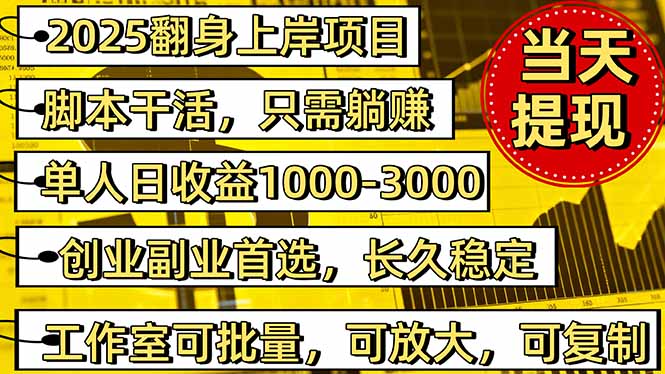 2025翻身上岸项目脚本干活,内部客户经理内部开号,单人日收益1000-300...-七七项目网