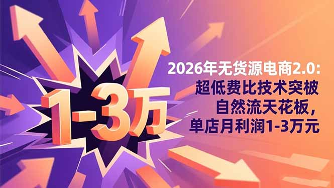 2026年无货源电商2.0:超低费比技术突破自然流天花板,单店月利润1-3万元-七七项目网