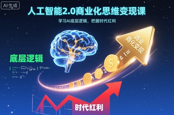 人工智能2.0商业化思维变现课,学习AI底层逻辑,把握时代红利-七七项目网
