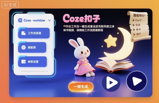 Coze扣子工作流一键生成童话皮克斯风格立体书视频,保姆级工作流搭建教程-七七项目网