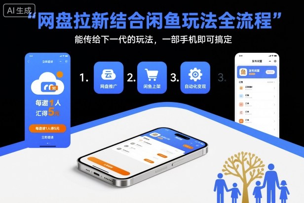 网盘拉新结合闲鱼玩法全流程，能传给下一代的玩法，一部手机即可搞定(附入口渠道以及实操教程)-七七项目网