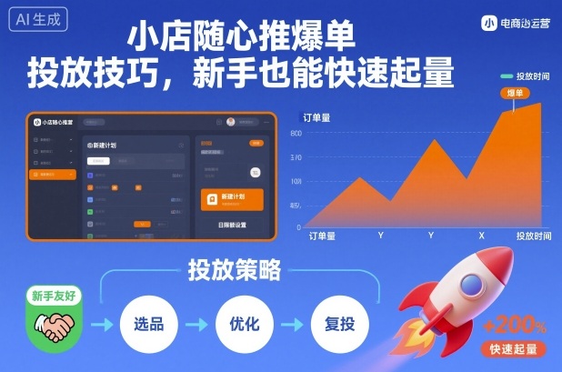 小店随心推爆单投放技巧，新手也能快速起量-七七项目网