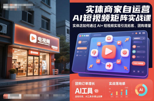实体商家自运营AI短视频矩阵实战课，实体店如何通过AI+短视频实现引流拓客、团购增量-七七项目网